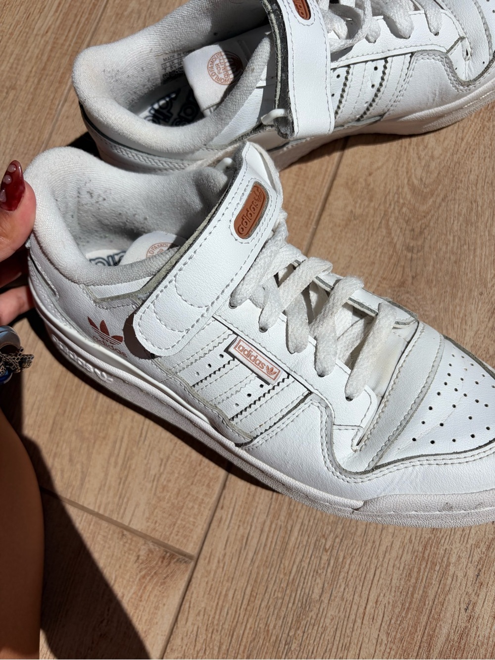 adidas White Leather Sneakers with Tan Accents
